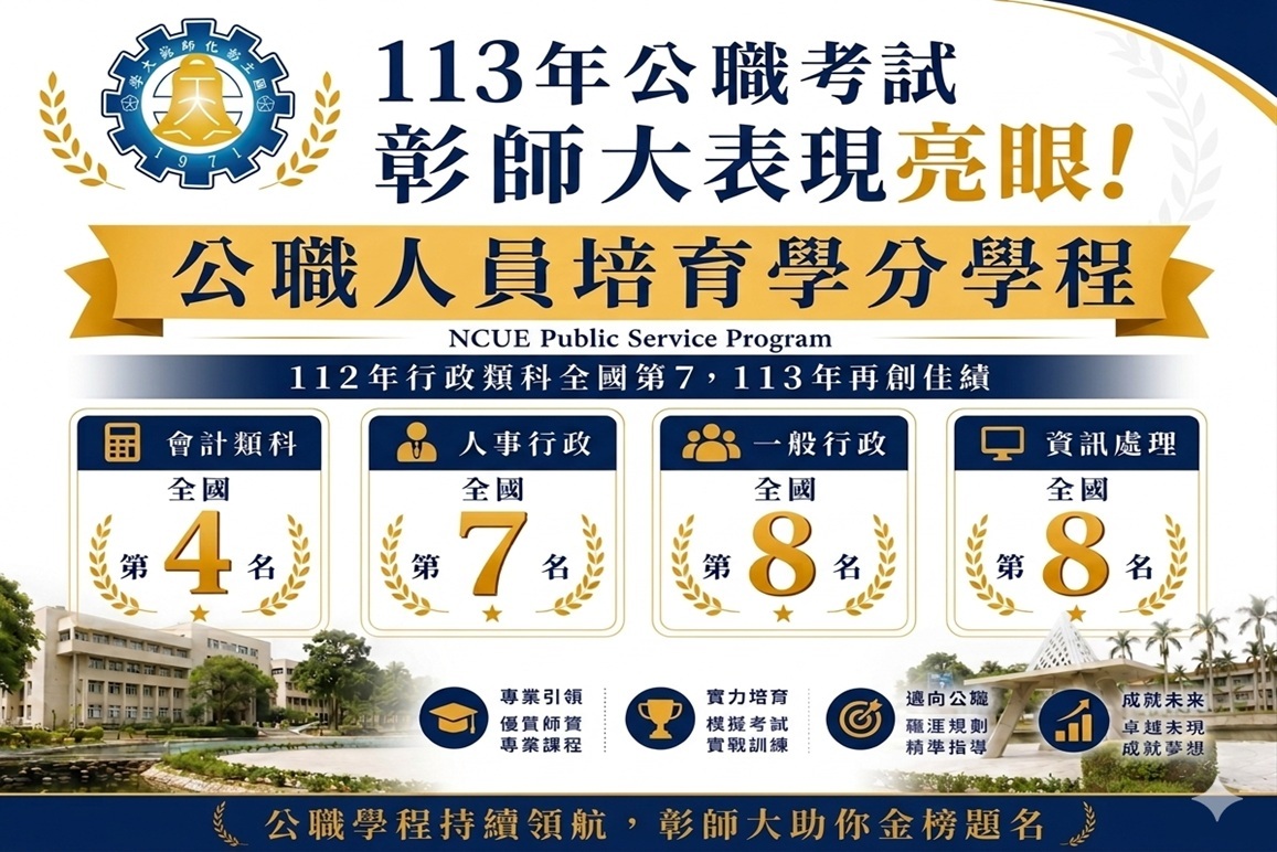 113年公職考試傳捷報!本校會計類科全國第4、行政和技術類科挺進前十圖片